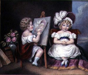 Lapsimuotokuvataiteilija, noin 1825 (vesiväri paperille). tekijältä English School