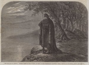 Sisällissota Amerikassa, Federal Picket on Potomac, Confederate Batteresin edessä (kaiverrus) tekijältä English School
