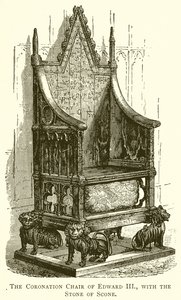 Edward III:n kruunaustuoli ja Scone Stone tekijältä English School