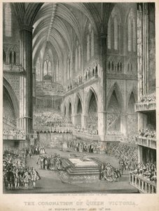 Kuningatar Victorian kruunaus Westminster Abbeyssa, 28. kesäkuuta 1838 tekijältä English School