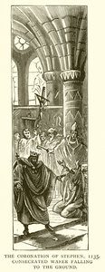 Stephenin kruunaus, 1135. Pyhitetty kiekko putoaa maahan