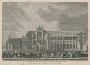 Anne Boleynin kruunauskulkue Westminster Abbeyyn tekijältä English School