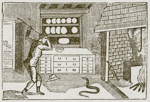 Maamies ja käärme (kaiverrus) tekijältä English School