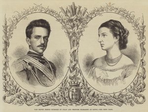 Italian kruununprinssi Humbert ja Savoyn prinsessa Margaret (kaiverrus) tekijältä English School