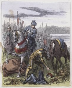 Richard III:n kruunu, löydetty Bosworth Fieldistä (värillinen kaiverrus) tekijältä English School
