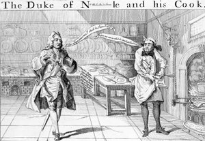 Newcastlen herttua ja hänen kokkinsa, n. 1745 tekijältä English School