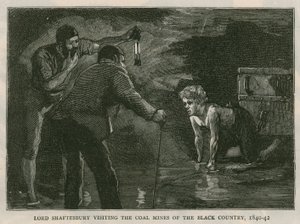 Earl of Shaftesbury; vierailu Black Countryn hiilikaivoksissa, 1840-41; julkaisusta The Graphic, 10. lokakuuta 1885 tekijältä English School