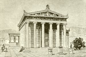 Erechtheion, kuuluisa temppeli Ateenassa sankari Erectheiosille tekijältä English School