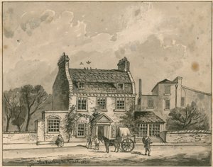 Farthing Pie House, Lontoo, alkuperäinen piirros vuodelta 1820 (wc paperilla) tekijältä English School