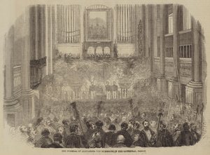 Alexander von Humboldtin hautajaiset Berliinin katedraalissa (kaiverrus) tekijältä English School