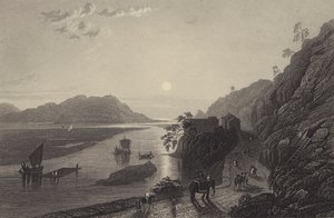 Ganges saapuu tasangolle Haridwarin lähellä (kaiverrus) (kaiverrus) tekijältä English School