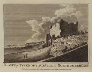 Tynemouthin linnan portti Northumberlandissa (kaiverrus) tekijältä English School