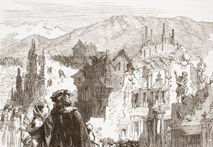 Genevalaiset tuhoavat kaupunkinsa esikaupunkialueita, esimerkki James Aitken Wylien (1808-1890) Protestantismin historiasta, pub. 1878 tekijältä English School