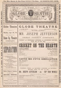The Globe Theatre Programme, 21. huhtikuuta 1884