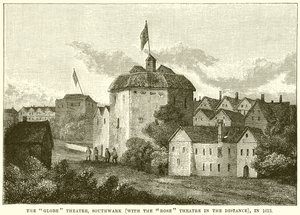 The Globe Theatre, Southwark (Rose Theatre on kaukana), vuonna 1613 tekijältä English School