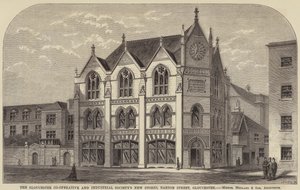 The Gloucester Co-Operative and Industrial Societyn uudet myymälät, Barton Street, Gloucester (kaiverrus) tekijältä English School