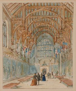 The Great Hall, Hampton Court Palace, n. 1860-70 (akvarelli paperille) tekijältä English School