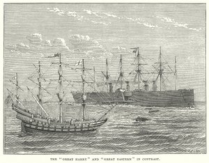 "Great Harry" ja "Great Eastern" vastakkain (kaiverrus). tekijältä English School