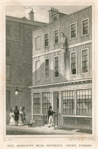Grecian Coffee House, Devereux Court, Strand, jossa on Ben Johnsonin rintakuva tekijältä English School