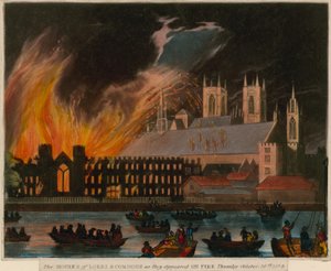 Houses of Lords and Commons, kun ne ilmestyivät tuleen, 16. lokakuuta 1834 tekijältä English School