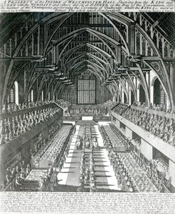 The Inside of Westminster Hall (litho) (bw kuva) tekijältä English School