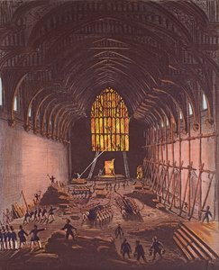 Westminster Hallin sisustus, 1834 (värikaiverrus) tekijältä English School
