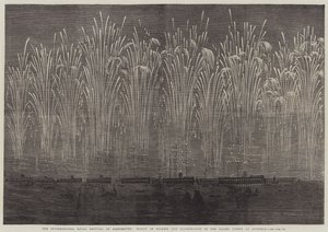 Kansainvälinen laivastofestivaali Portsmouthissa, Flight of Rockets ja liittoutuneiden laivaston valaistus Spitheadissa (kaiverrus) tekijältä English School