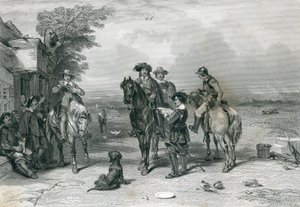 Frederickin kaivertama kuningas matkalla skotteihin. T. Heath, 1844 tekijältä English School