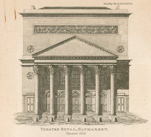 Kings Theatre, Haymarket, Lontoo, avattiin vuonna 1821 tekijältä English School