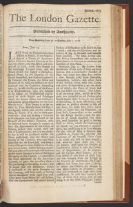 The London Gazette, numero 5655, sivu 1, 28. kesäkuuta 1718 (painettu) tekijältä English School