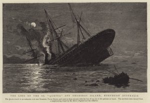 SS "Quettan" menetys Torstain saarella, Pohjois-Australiassa (kaiverrus) tekijältä English School