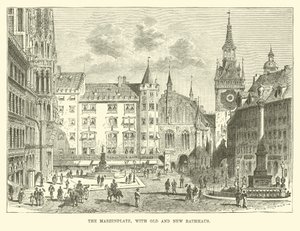Marienplatz vanhalla ja uudella Rathausilla tekijältä English School
