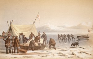 Kokous Wellington Channelissa, 14. kesäkuuta 1851, kuva matkasta Baffins Baylle ja Barrow Straitsille..., 1852 (käsinvärinen kaiverrus) tekijältä English School