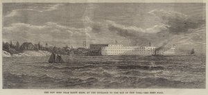New Fort lähellä Sandy Hookia, New Yorkin lahden sisäänkäynnillä (kaiverrus) tekijältä English School
