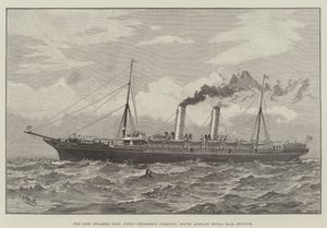 The New Steamer Scot, Union Steamship Company, Etelä-Afrikan kuninkaallinen postipalvelu (kaiverrus) tekijältä English School