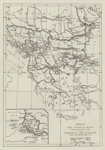 Rauhansopimuksen viralliset kartat, allekirjoitettu San Stefanossa, 3. maaliskuuta 1878 (kaiverrus) tekijältä English School
