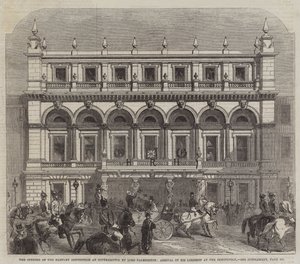 Lord Palmerston avasi Hartley-instituutin Southamptonissa, hänen herransa saapuminen laitokseen (kaiverrus) tekijältä English School