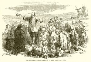 Pilgrim Fathers laskeutuu Uuteen Englantiin, 1660 tekijältä English School