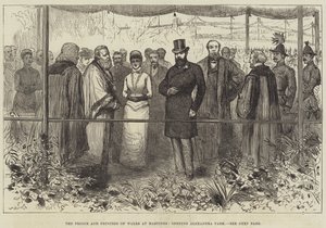 Walesin prinssi ja prinsessa Hastingsissa avaamassa Alexandra Parkin (kaiverrus) tekijältä English School
