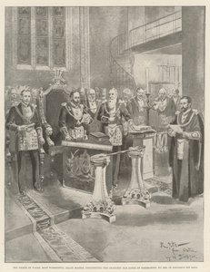 Walesin prinssi, palvovin suurmestari, joka muodostaa vapaamuurarien Chancery Bar Lodgen, nro 2456, Lincoln