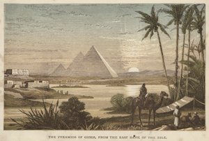 Gizehin pyramidit Niilin itärannalta (värillinen kaiverrus) tekijältä English School
