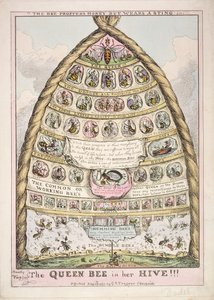 "The Queen Bee in her Hive", allegoria brittiläisestä sosiaalisesta hierarkiasta, julkaisija G.S. Tregear tekijältä English School