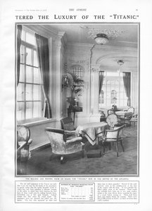 Luku- ja kirjoitussali Titanicin aluksella, The Spherestä, 27. huhtikuuta 1912 tekijältä English School