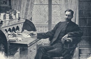 Pastori Hugh Price Hughes tutkimuksessaan (litho) tekijältä English School