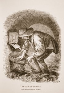 The Sewer-Hunter, Richard Beardin daguerrotypiasta, kuvitus London Labourista ja London Poor, Henry Mayhew, pubi. 1862 tekijältä English School
