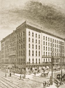 The Sherman Hotel, Chicago, noin 1870, Religious Tract Societyn julkaisemasta American Picturesista, 1876 tekijältä English School