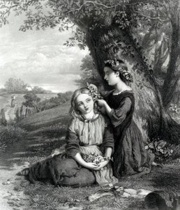 The Sisters, julkaistu Art Journalissa (1867), kaivertanut C. Cousen, 1867 tekijältä English School