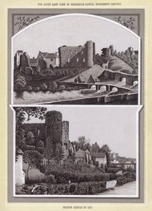 Kaakkoisnäkymä Brecknockin linnasta 1700-luvulta; Breconin linna tähän päivään (litho) tekijältä English School