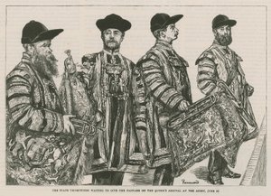 Osavaltion trumpetistit odottavat fanfaaria Queensin saapuessa Abbeyyn tekijältä English School