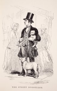 The Street Dog-Seller, kuvitus London Laborista ja London Poorista Henry Mayhew, pubi. 1862 tekijältä English School